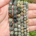 AsVrai U Faceted Green Grass Agate Natural Stone Beads 6mm/8mm/10mm 15.5 Inches Length DIY Jewelry Making Bracelet Necklace
