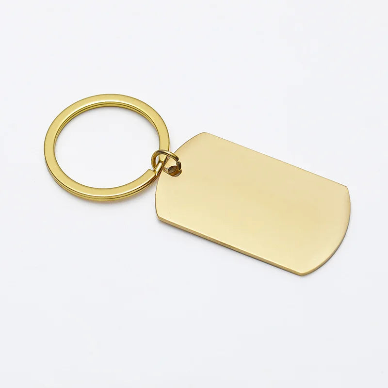 Polished Stainless Steel Blank Metal Bar Pendant Charm Keychain Accessory Geometric Key Ring Chain Wholesale