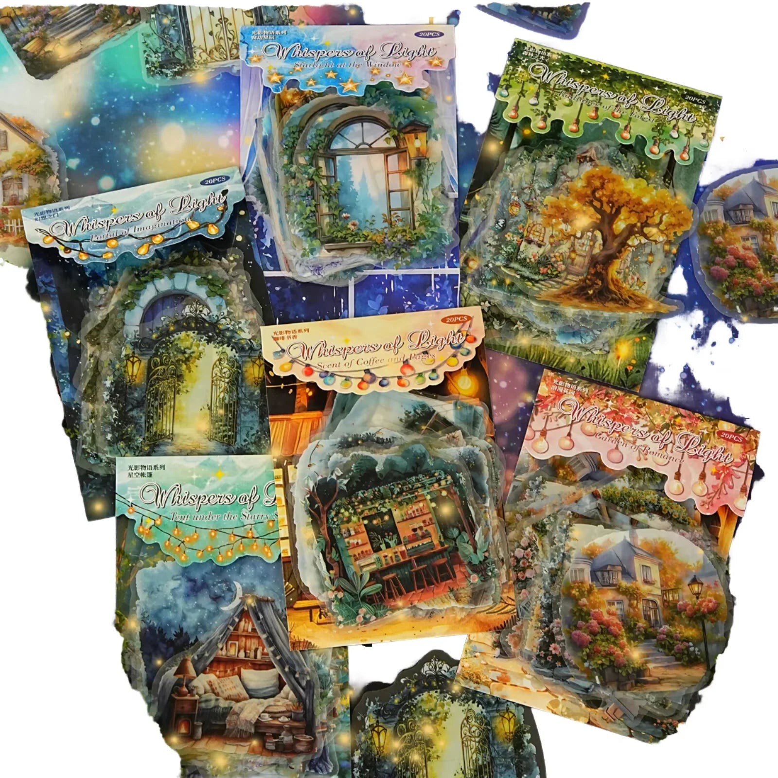 20pcs/pack Stickers Light and Shadow Story Series Lighting Theme Handbook Decoration Material Stickers