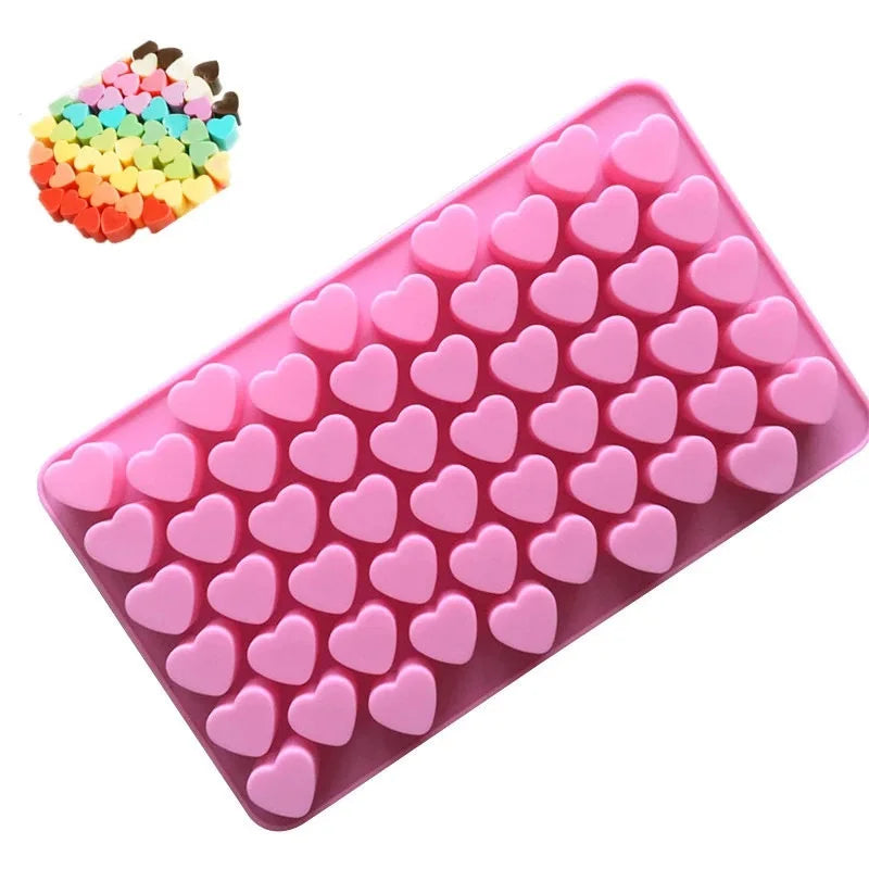 55 Cavity Heart Chocolate Cake Ice Mold Silicone Handmade DIY Soap Mold Non-Stick Opp Bag