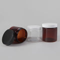 Yuyao 200ml 250ml Clear Round Plastic Cosmetic Jars with Black Aluminum Lids 8oz Cream Jar for Face Masks