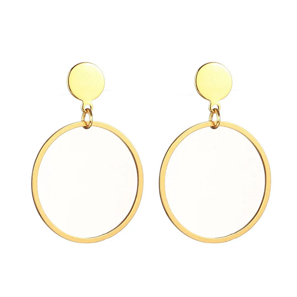 New Fashion Jewelry Sterling Silver Stainless Steel Big Circle Round Hoop Earrings
