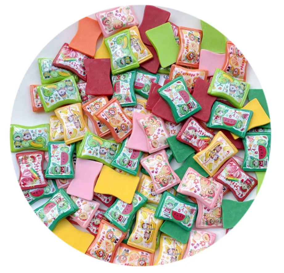 100Pcs Japanese Style Simulation Cute Fruits Sugar Candy Resin Cabochon Flatbacks Kawaii Accessories Scrapbooking DIY Decoration
