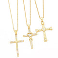 New Arrival Elegant Jewelry Cooper Choker Necklace Waterproof 18k CZ Zircon Crystal Cross Pendant Necklace Jewelry for Men Women