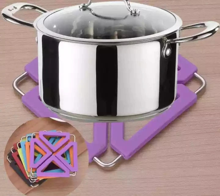 Food-grade Heat Resistant Foldable Silicone Trivet Mat Stainless Steel Silicon Pot Holder Hot Mat