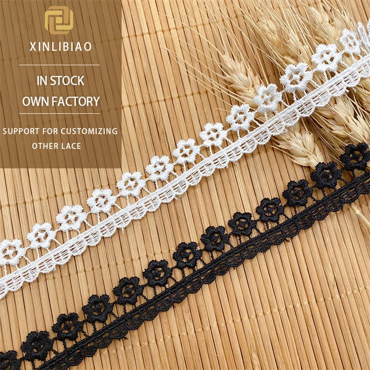 100% Polyester Water Soluble Embroidered Lace Fabric for Decorations Curtains Evening Dresses-French Lace/Chemical Lace