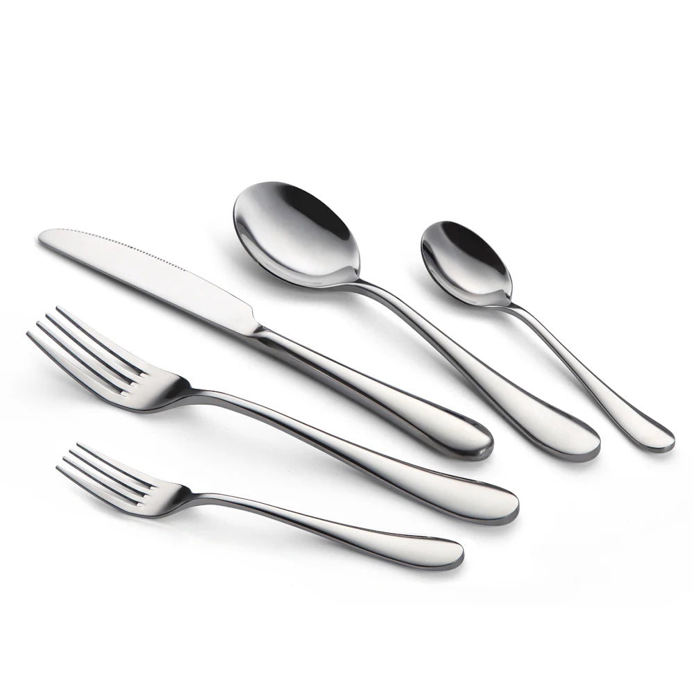 Custom Restaurant Hotel Wedding Flatware Set Spoons and Forks Knife High Quality 304 Stainless Steel Silver Cutlery Set