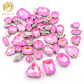 Hot Selling AB Mocha Mixed Crystal Rhinestones Pink Sew-On Loose Rhinestones with Claw for Dress Decoration