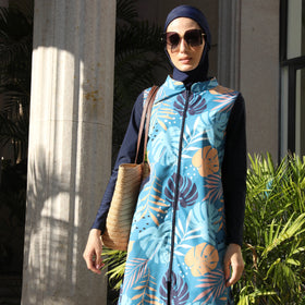MOTIVE FORCE 3pcs Digital Printing Burkini Swimwear & Beachwear Waterproof Fabric Islamic Swimsuit for Muslim Woman