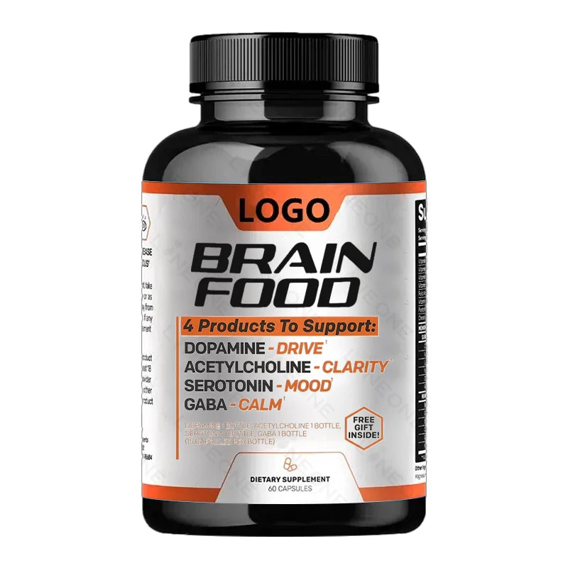 Private Label Nootropic Vitamins Brain Booster Vegan Mushroom Capsules 60 Capsules/Bottle for Men & Women Newborn