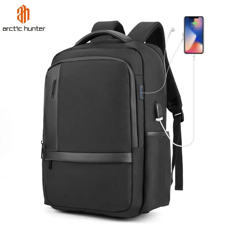 Arctic Hunter Business Travel School Outdoor Waterproof Black Smart Zipper USB Charging Anti-theft Laptop Backpack Unisex