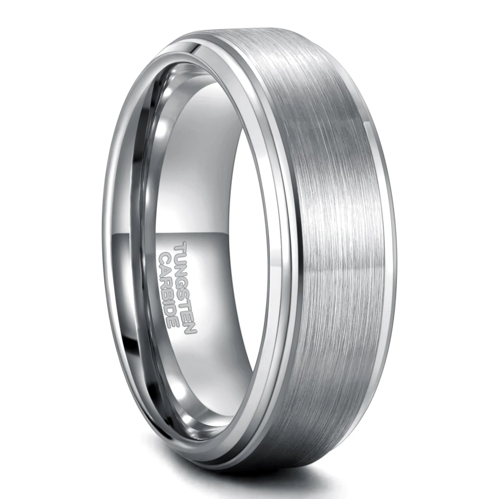 OAHLAN 6mm 8mm Silver Waterproof Brushed Tungsten Carbide Rings for Men Engagement Wedding Bands Fashion Jewelry Free Engraving