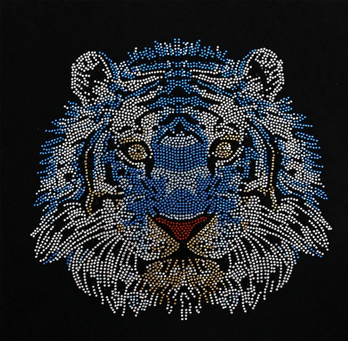 Designer Lion Patch Flat Back Crystal Rhinestone Transfer for Clothing Hot-Fix Glass Rhinestones Popular Clothing Accessory