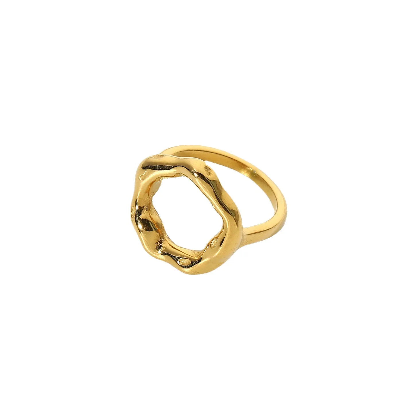 Simple Stainless Steel 18K Gold Plated Irregular Circle Finger Ring Titanium Steel Personalized Polygon Circle Rings Jewelry