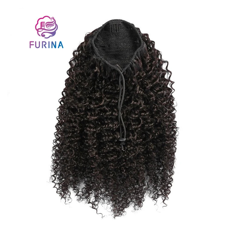 Fashion Trend Silky Hair 100% Remy Human Hair Black Drawstring Ponytails for Black Women
