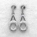 Sterling Silver 5*7mm Semi Mount Stud Eardrops Empty Frame Support Blank Setting S925 Base Without Center Stone DIY for Inlay