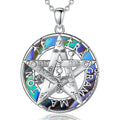 Merryshine 925 Sterling Silver Mother of Pearl Gothic Pentacle Pagan Star Pentagram Pendant Necklace