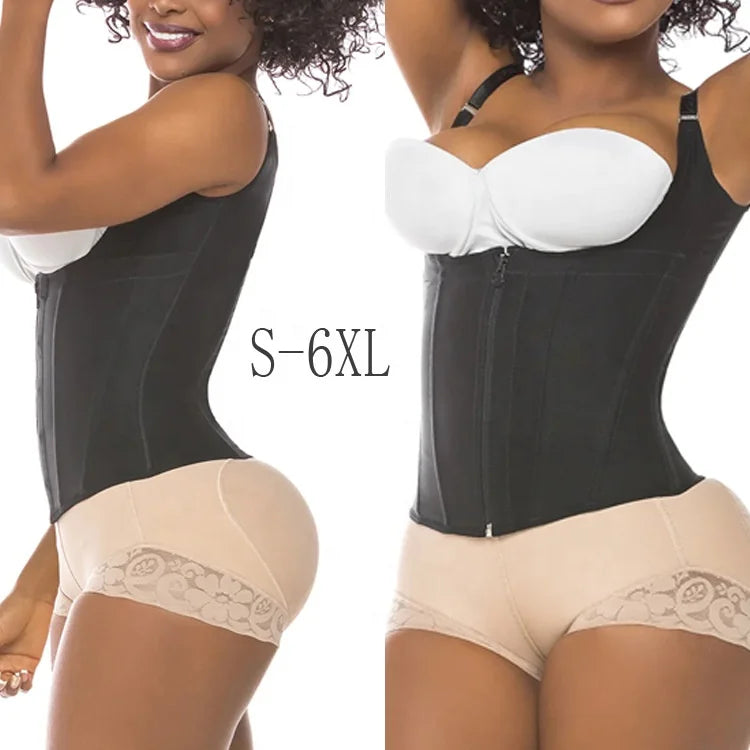 2023 New Large Size Zipper Breasted 9 Bone Body Shaping Straps Body Shaping Vest Tight Tummy Control Vest Shapewear