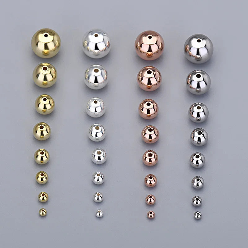3mm - 10mm 925 Sterling Silver Polished Round Beads Small Hole Spacer Beads for Jewelry Making Finding