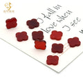 Junyuan Jewelry Natural Red Agate Red Onyx Clover Both Side Flat All Size Available Loose Gemstone Four Leaf Wholesale Supplier