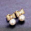 CSE2283 Top Quality Fashion Cubic Zircon Earrings Gold Plated Bowknot Stud Earrings