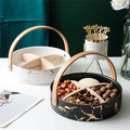 Tea Time Snack Serving Bowls  Luxury Modern Marble Round Ceramic Bowl with Handle for Tapas