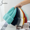 Factory Thick Knit Hat Fluffy Comfortable Winter Skull Tuque Double Cuffed Soft Plush Thick Women Long Angora Wool Furry Beanies