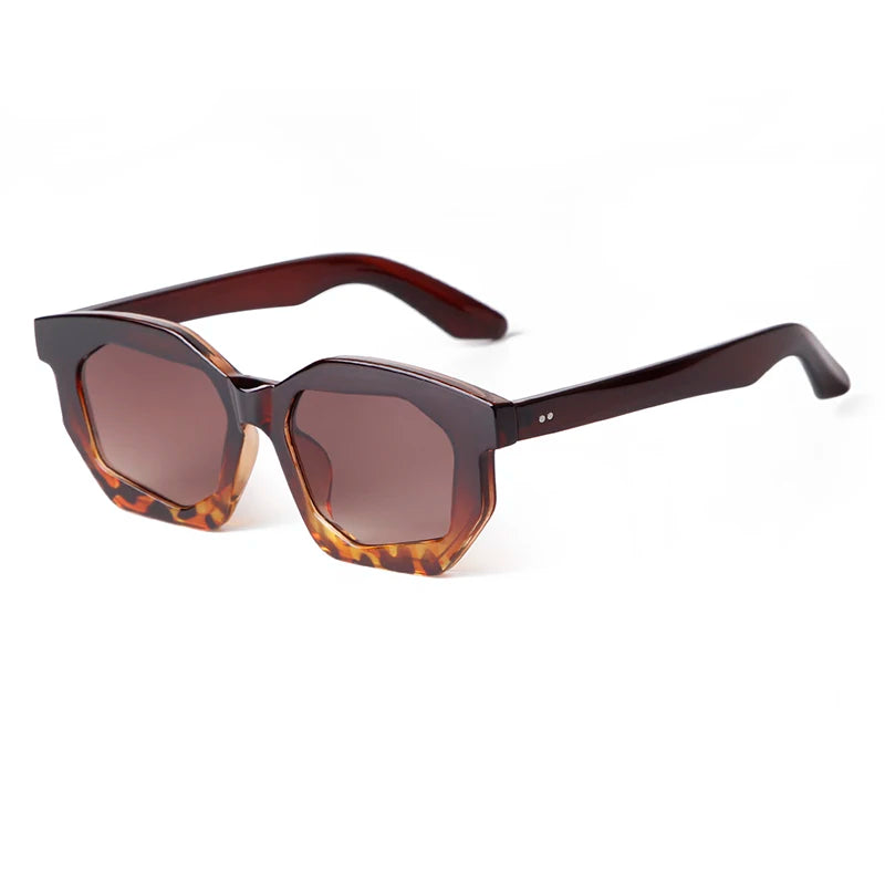STORY STY77333H Vintage Irregular Frame Sun Glasses Rivet Custom LOGO Shades Retro Brown Lens Polygon Sunglasses