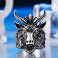 Retro Stainless Steel Casting Jewelry Sheep Head Round Finger Rings Men
