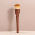 2024 Hot Sale Solid Wood Handle Makeup Brush Walnut Synthetic Hair Rouge Brush Foundation Brush  Single Kabuki Brush