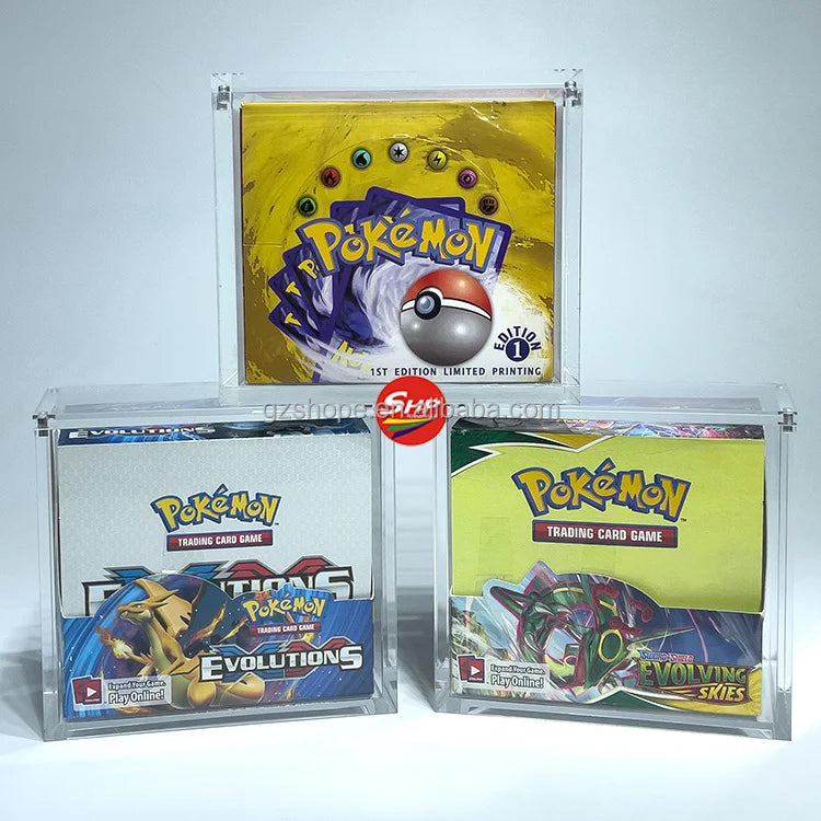 SHP Custom Wholesale Acrylic Booster Box Trading Card Game Display Case With Magnet for Pokemon English Booster Box Card Box