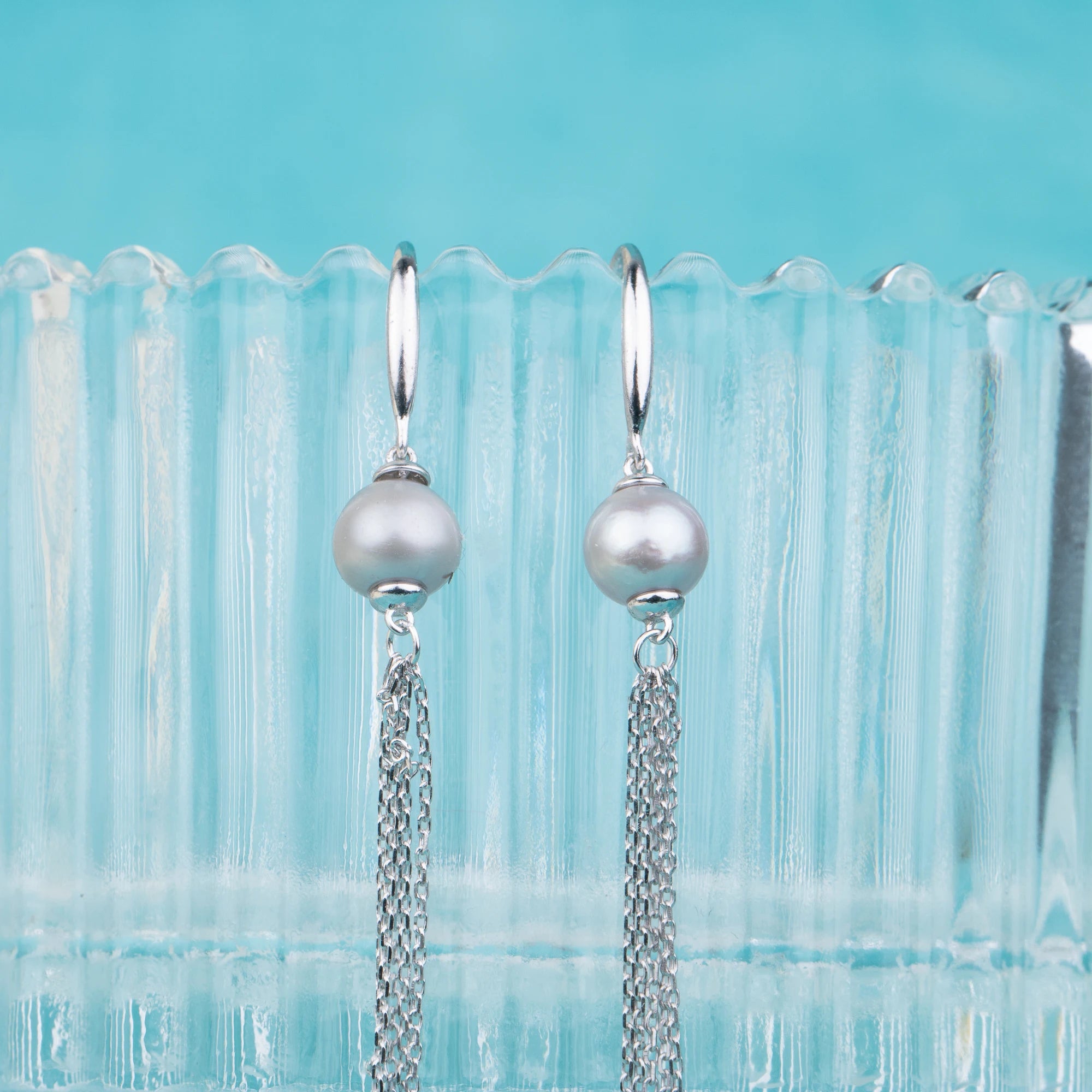 E010565 S925 Pearl Earring 925 Sterling Silver DIY 7-8mm Natural Freshwater Pearl Earring Hook for Women