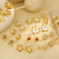 NIMAI Jewelry 18k Stainless Steel Costume Jewelry Wholesale Flower Stud Earrings Women Pearl Floral Earrings