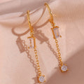 14k Gold Plated Square Zircon Tassel Earring 925 Sterling Silver Chain Earring Fashion Jewelry 2023