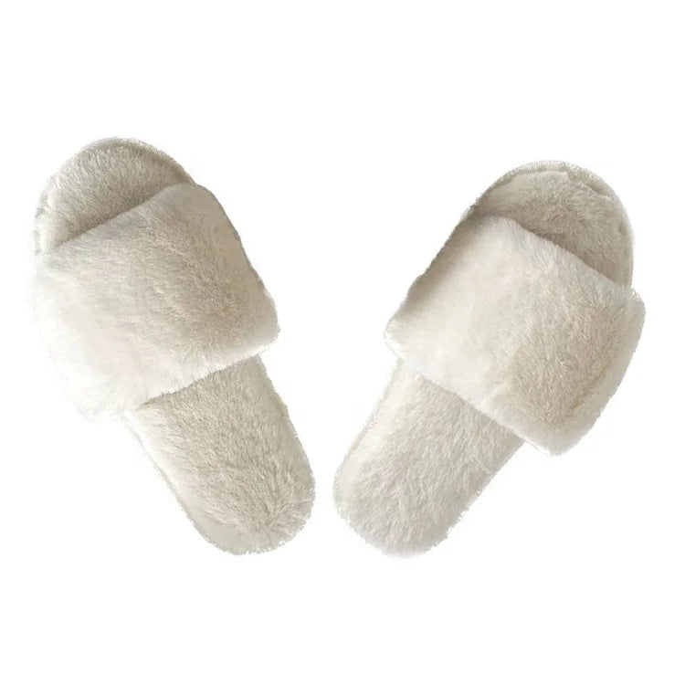 2022 USA One Strap Winter Warm Indoor Slippers Fashion Soft Winter Warm Comfy Fuzzy House Indoor Outdoor Slippers for Women