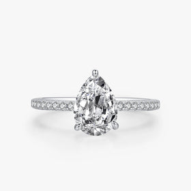 Ailmay 100% 925 Sterling Silver Luxury Water Drop Shape 5A Cubic Zirconia Finger Ring for Women Classic Fashion Wedding Jewelry