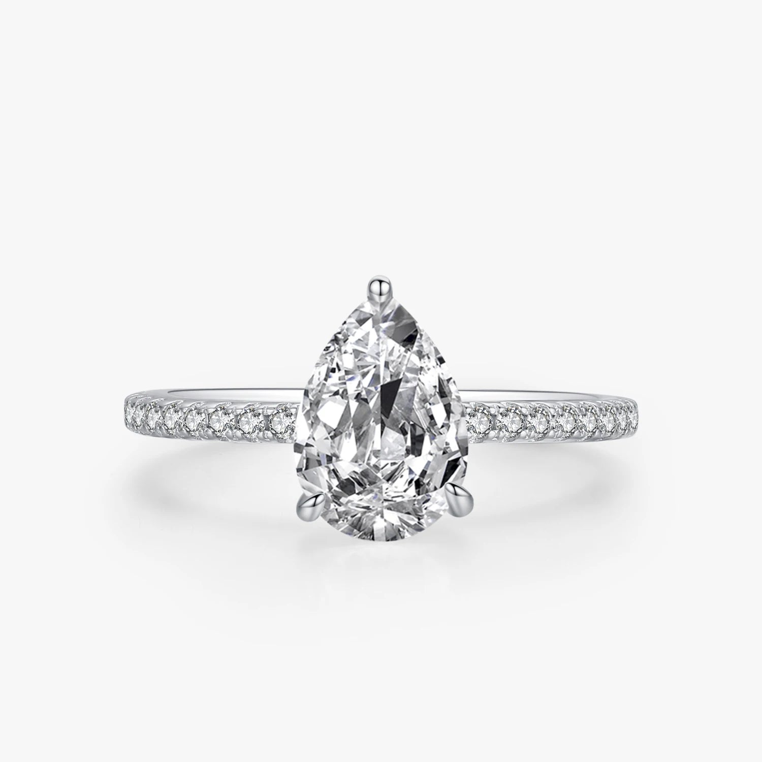 Ailmay 100% 925 Sterling Silver Luxury Water Drop Shape 5A Cubic Zirconia Finger Ring for Women Classic Fashion Wedding Jewelry