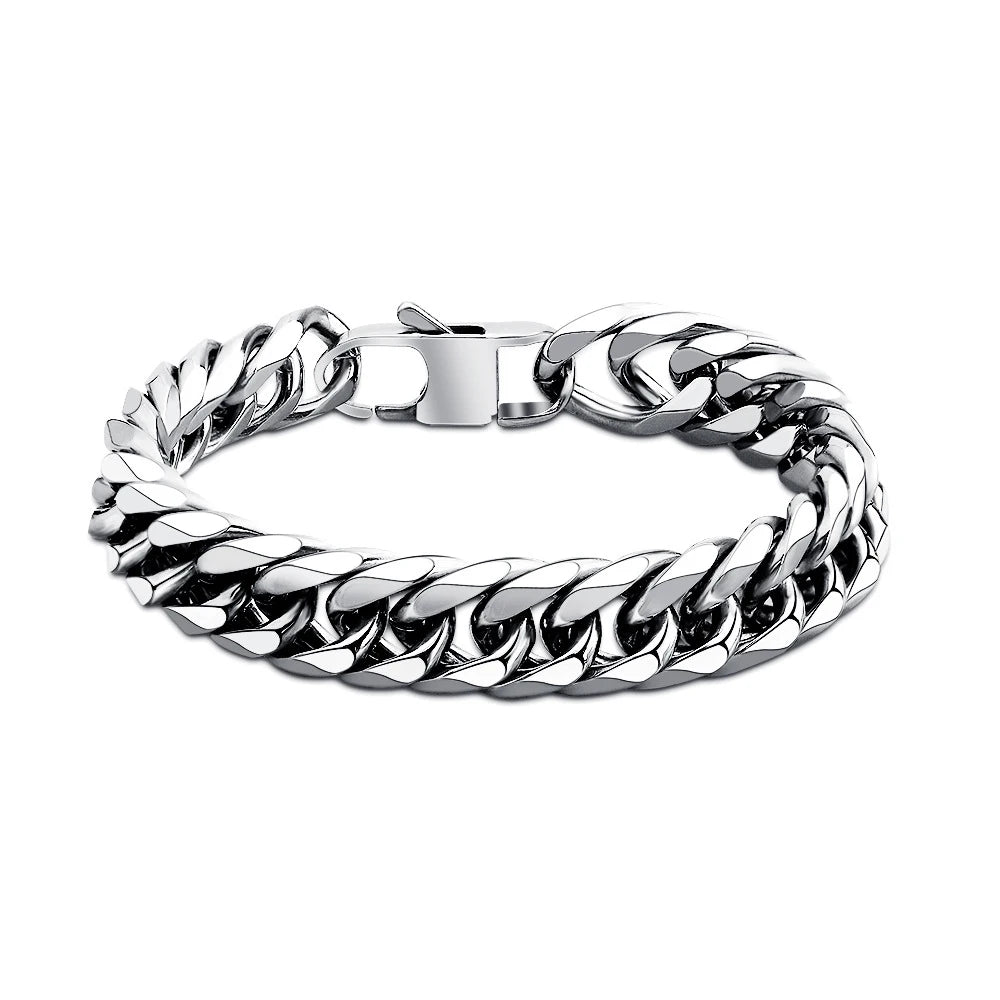 Hip Hop Couple Fashion Stainless Steel Jewelry Rose Gold Plated Link Chain Men Bracelet