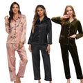 Best Selling  Long Sleeved Imitate Silk Women's Sleepwear Designer Two Pieces  Women Loungewear Pajamas