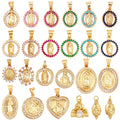 Medal Charm Oval Heart Round PendantColour CZ PavedReal Gold Plated Necklace Bracelet Making Finding Supplies K11