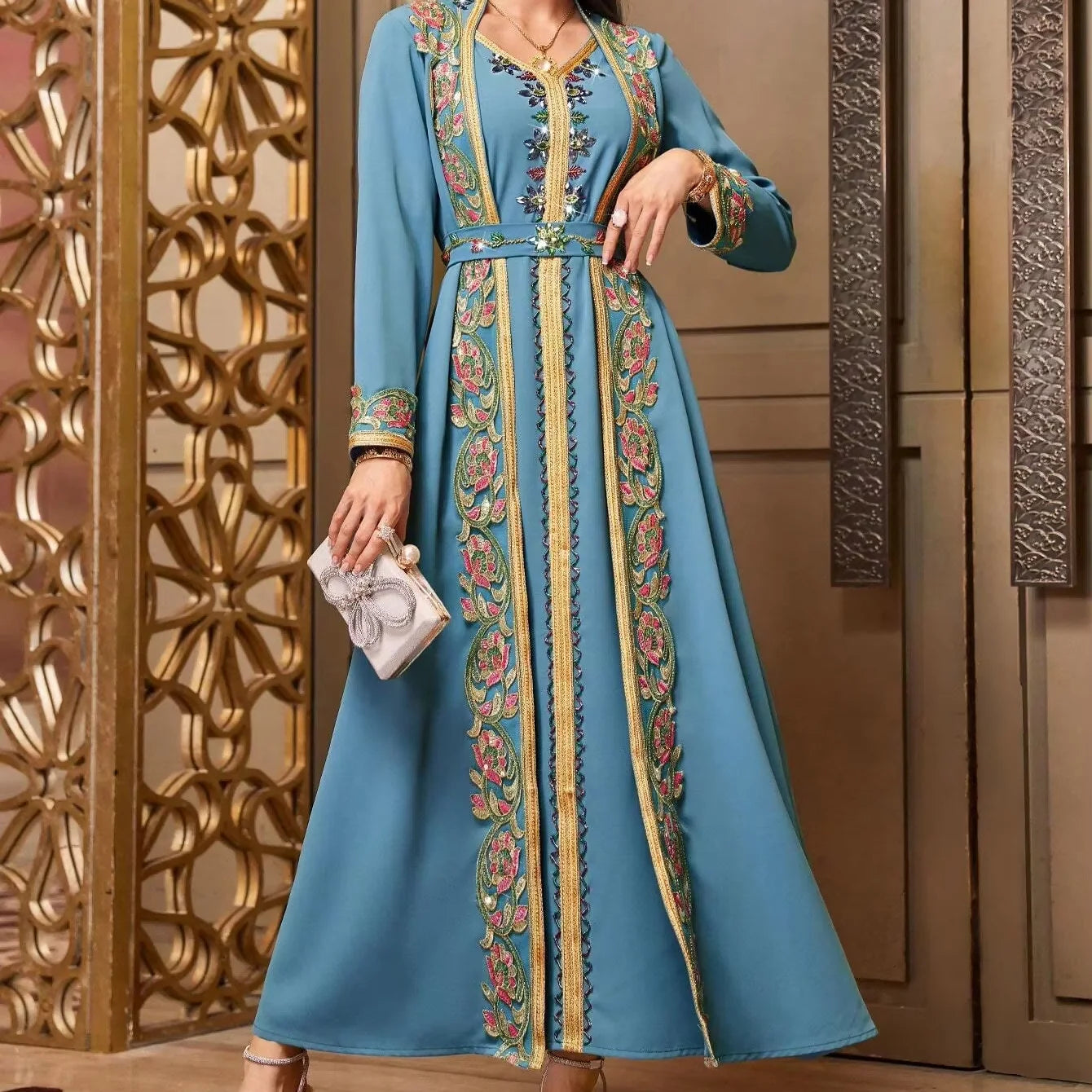 4007 Islamic Clothing Abaya Modest Dubai  Clothing  Robe Ramadan Kaftan Dresses Luxtry