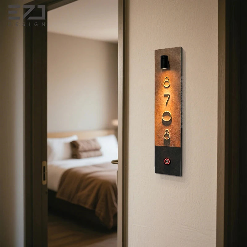 EZD Vintage Style Rust Room Number Door Plate SignHotel Door Bell Wayfinding Signage SystemDo Not Disturb Room Numbers