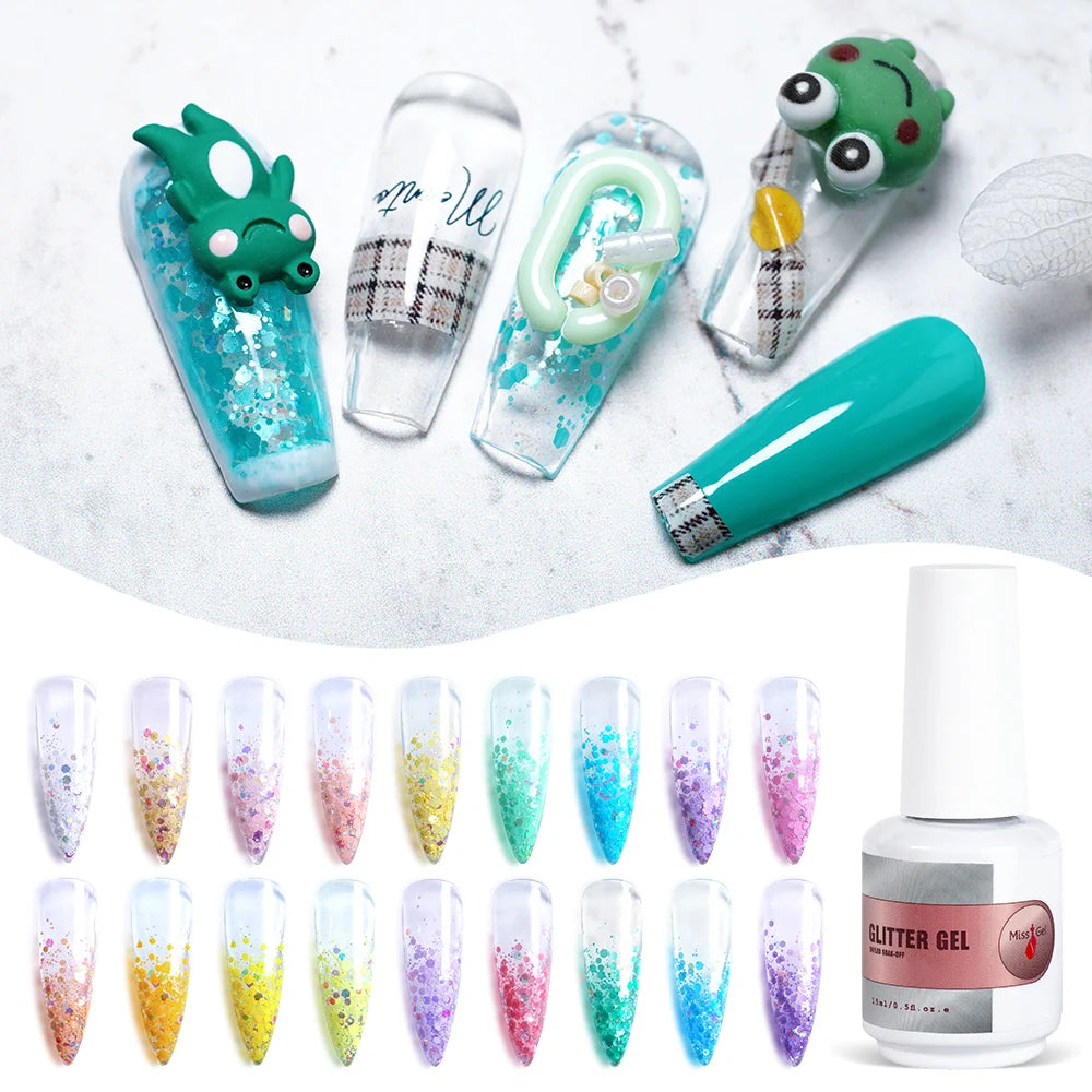MissGel Wholesale Supplies Very Good Reflective Glitter Color Gelisch Soak Off Esmaltes Semipermanentes UV Polish Nail Gel