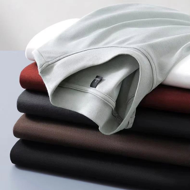 FLN Wholesale Custom Printed Logo T-Shirt for Men Plain White Black Tee Knitted Fabric Long Sleeve T Shirt