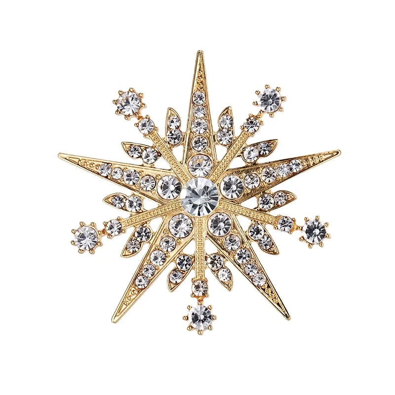 Vintage Women's Crystal Rhinestone Snowflake Brooch Pin Fashion Brooches