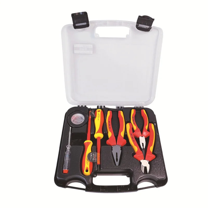 S674-7 SFREYA VDE 1000V Insulated Insulation Tools case Double Color 7pcs Screwdriver and Pliers Set Kit