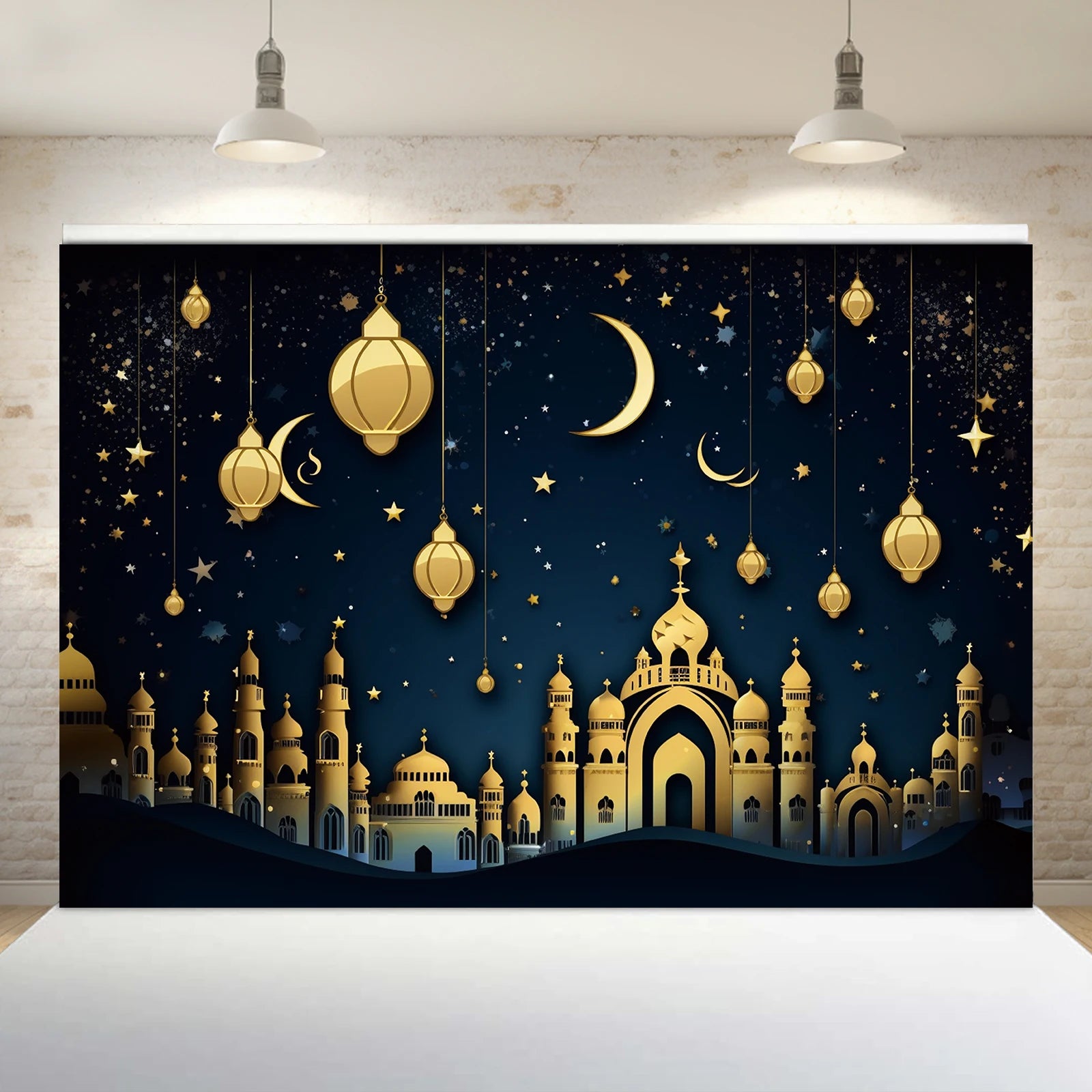 Ramadan Theme Colorful 100X150cm Polyester Fabric Backdrop ROMANCE Style Digital Printing Portable Party Promotional Supplies