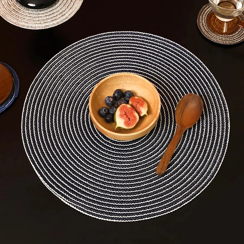 Wholesale New Design Natural Ramie Material Rollable Household Tabletop Round Placemats