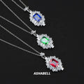 Wholesale Luxury Diamond Inlaid 5A Zircon Cubic Crystal Colored 925 Silver Pendant Necklace for Women Wedding Gift