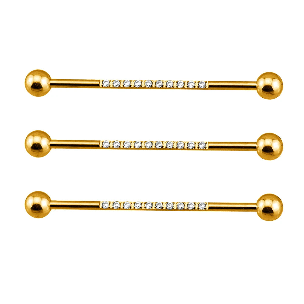 G23/ASTM F136 Titanium Piercing CZ Pave on Pole Brabell Internally Threaded Industrial Brabell Jewelry